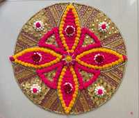 Support de bougie chauffe-plat indien traditionnel Rangoli, fleurs artificielles, métal, écologique, décoration extérieure pour bougies chauffe-plat, maison, mariage, fête