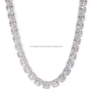 Hand Set Micro Setting Moissanite 4mm 20inches Diamond Studded Silver <b>Tennis</b> Chain for Birthday Gifting Use - Product Image 3