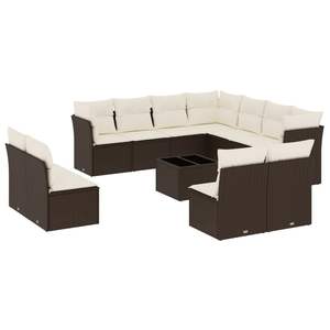 Conjunto de Sofá de Jardín de Ratán PE Marrón con Vidrio Templado y Acero con Recubrimiento en Polvo, Muebles Duraderos para Exteriores - Product Image 2