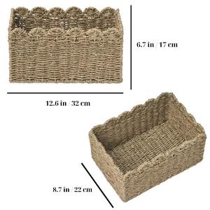 Cesta de mimbre con borde ondulado, cesta de almacenamiento hecha a mano, venta al por mayor, ecológica, hecha en Vietnam - Product Image 2