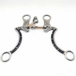 Mordedor para Caballos de Acero Inoxidable, Tubo de Cobre Giratorio para Corrección Articular, Diseño Creativo en Forma de Mejilla Completa, Incrustaciones de Cobre Blanco en Forma de Flor - Product Image 1