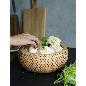 Panier en bambou tressé pour la maison et le jardin, grand organisateur de cuisine, panier de rangement pour articles ménagers, fruits et aliments, vente en gros - Product Image 3
