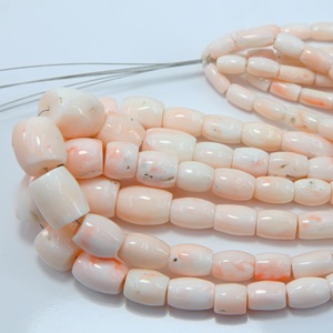 Perles tubulaires en corail rose naturel japonais, authentiques pierres précieuses en corail, perles en vrac pour colliers et bijoux - Product Image 1