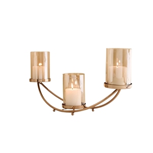 Luxury Minimalist Wood Base Glass <b>Candle</b> Holder Set Of 2 Decorative Glass Table Centerpiece <b>Candle</b> Lantern for Living Room - Product Image 4