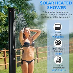 Doccia Solare da Esterno da 9,2 Galloni con Getto a Pioggia e Doccetta Manuale, Controllo della Temperatura, Marrone - Product Image 4