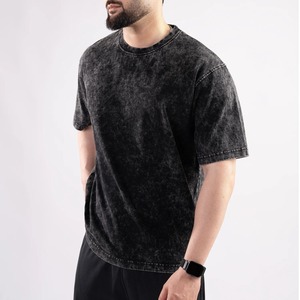 T-shirt Homme Oversize Lavé et Délavé en Mélange de Coton Col Rond Manches Courtes Personnalisable Logo Streetwear - Product Image 2
