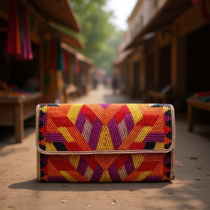 Indian Artisanal Luxury Handbag Multicolor Baguette Shape Durable Ethnic Style Handmade <b>Crystal</b> Fashion Accessories Casual Carry - Product Image 3