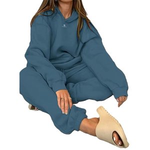 Conjunto de Sudadera y Pantalones de Felpa de Algodón Premium para Mujer, Estilo Casual de Invierno, Corte Holgado, Sudadera con Capucha y Pantalones con Cordón - Product Image 6