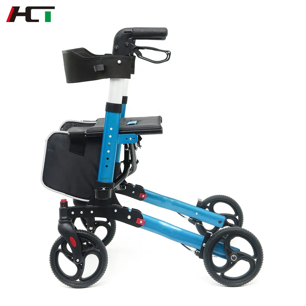 Popular Product Aluminum Lightweight Scooter Mobility Device with Handlebars for Senior Foldable Rollator Walker With Seat