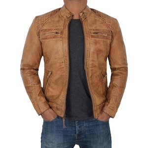 Direct Factory Supplier Waterproof Top Quality <b>Men</b> <b>Leather</b> <b>Jacket</b> Customize Design and Color Biker <b>Leather</b> <b>Jacket</b> at Cheap Price - Product Image 1