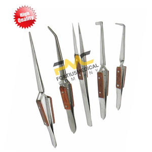 Juego de cinco pinzas médicas de acero inoxidable con cierre cruzado y punta recta curvada para joyería, manualidades y soldadura - Product Image 5