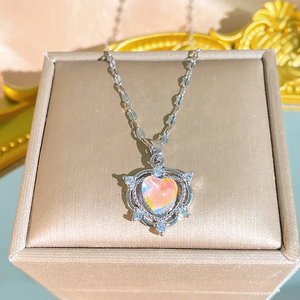 Collar con Forma de Corazón para Mujer en Acero Inoxidable 304 con Recubrimiento de Plata Blanca de 0.03µm y Circonitas Incrustadas en Cadena de Cable - Product Image 2