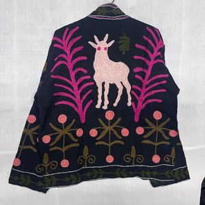 Chaqueta de lana vintage bordada a mano con estampado animal, cuello mandarín, corte holgado, manga larga, abrigo de invierno ecológico - Product Image 2