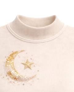 Débardeur côtelé à col montant pour femme, personnalisé par le fabricant, avec motif lune et étoile en strass, sans manches, été, sur mesure - Product Image 4