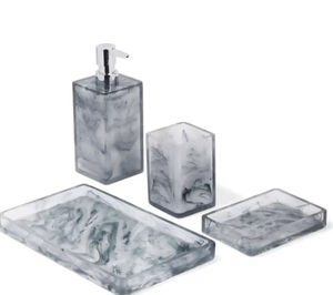 Elegant Resin Bathroom Set With Soap <b>Dispenser</b> And Toothbrush Holder Rectangle Shape Yellow Color Easy To Clean - Product Image 2