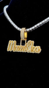 Fine High Quality Custom Name Logo Inatial 925 Silver Moissanite Diamond Custom Letter Pendant Necklace - Product Image 2