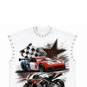 Camiseta sin mangas personalizada con pedrería, 100% algodón jersey, tela suave, estilo vintage, estampado gráfico, para unisex. - Product Image 3
