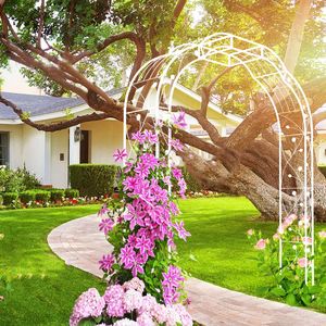 Arche de jardin en métal blanc crème L74.4 x H98.4, treillis extérieur pour plantes grimpantes et arche de mariage pour roses - Product Image 6