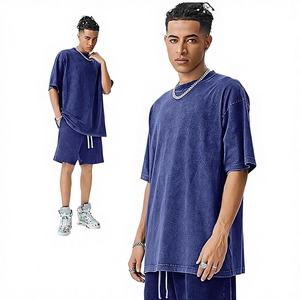 Summer Set Acid Wash <b>T</b>-<b>Shirt</b> & Shorts Sporty Casual Outfit Custom Wholesale Men 2 Piece Breathable Cotton Sweat <b>suit</b> - Product Image 6