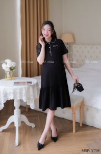 Vestido de Maternidad V708 Antiencogimiento, Absorbente de Sudor, Algodón Suave, Buena Absorción, Ropa Casual con Bordado de Lazo, Buena Elección para el Verano - Product Image 3
