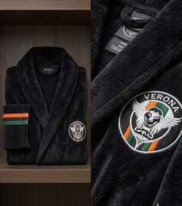 Sports Cotton Luxury <b>Bathrobe</b> with Team Logo Custom 100%cotton <b>Towel</b> <b>Bathrobe</b> for Clubs Best for Unisex <b>Bathrobe</b> With logo - Product Image 3