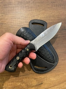 Couteau de chasse droit artisanal en acier inoxydable A&M ENTERPRISES, manche en Micarta, étui en cuir professionnel, couteaux Tracker. - Product Image 5