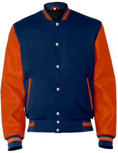 <b>Men's</b> <b>Canvas</b> Varsity Letterman <b>Jacket</b> with Faux Leather Sleeves Custom Front Logo Baseball Bomber Style - Product Image 6