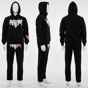 Custom Logo Mens Black Breathable Tracksuit Fleece Hoodie <b>Sweatpants</b> <b>Set</b> Lightweight for Graphic Streetwear Joggers Suit - Product Image 5