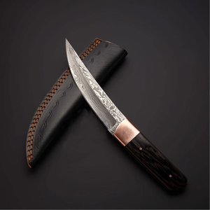 Drop Point Hunting Knife Wood Handle Leather Sheath Outdoor Survival <b>Tool</b> - Product Image 5