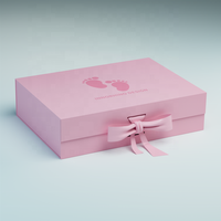 Luxuriöse Rosa Magnetische Faltbare Papierbox mit Matter Laminierung & Prägung, Recycelbares Band für Babyparty- und Hochzeitsverpackungen