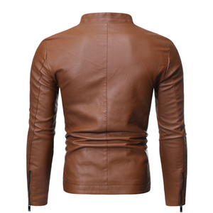 Men's Custom Logo Spring Fashion Slim Fit Leather <b>Jackets</b> with Long Sleeves and Patchwork OEM Available <b>jacket</b> for men - Product Image 2