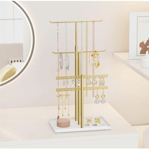 Jewelry Stand Organizer, 32cm Tall Sturdy Metal, 3-Tier Jewelry Holder for Necklace, <b>Earring</b>, Bracelet, Ring, Hanger for Display - Product Image 5