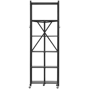Scaffale Pieghevole a 6 Ripiani 61x30x183 cm con 5 Ruote, Unità di Stoccaggio in Metallo Senza Montaggio, Organizzatore per Spezie - Product Image 3