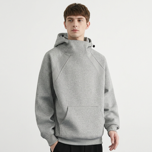 <b>Men's</b> Hooded <b>Sweatshirt</b> Solid <b>Grey</b> Raglan Sleeve Loose Fit Casual Cotton Fleece Winter Wear Pocket Everyday Formal 100% Cotton - Product Image 4