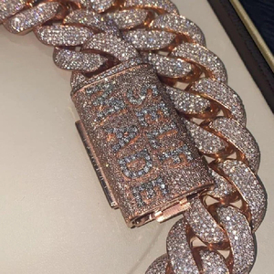 IGI Certified RATAN JEWELS14K Rose Gold Cuban Link <b>Necklace</b> Iced Out VVS Moissanite Diamond Hip Hop Luxury Chain Unisex for Men - Product Image 4