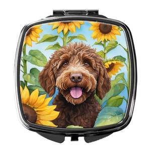 Labradoodle Sunflowers Compact Folding Handheld <b>Travel</b> Makeup <b>Mirror</b> Gift for Women and Girls Pocket Decorative <b>Mirror</b> - Product Image 1