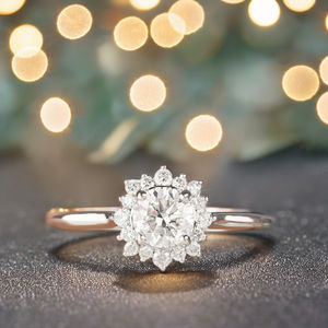 Anillo de Oro Blanco Sólido de 14K con Rodio, Diseño de Racimo de Flores, con Diamantes Cultivados en Laboratorio, para Mujer, de SHRAMAN DIAMOND - Product Image 5