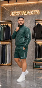 REXFIT SPORTS 2026 Ensemble veste et short en nylon personnalisé pour homme, survêtement léger color block pour la gym, l'entraînement et le streetwear - Product Image 4