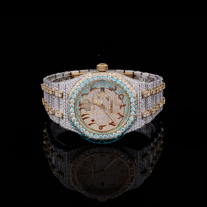 Luxury Antique Hip Hop Simple Moissanite <b>Diamond</b> Men's Stainless Steel Sapphire Crystal Analog 41mm Chronograph 3BAR WristWatch - Product Image 1