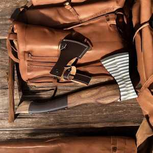 Custom <b>Hand</b> Forged Viking Axe | High Carbon Steel Blade, Brown Leather Wrapped Wood Handle Survival <b>Tool</b> With Leather Cover - Product Image 3