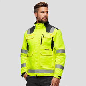 Vestes de sécurité pour hommes, vêtements de travail d'hiver haute visibilité, vestes épaisses pour hommes, veste imperméable coupe-vent réfléchissante pour hommes - Product Image 2