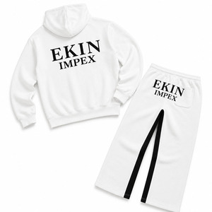 Ensemble sweat-shirt et pantalon de survêtement pour homme Ekin Impex, coton blanc, tissu molletonné français, vêtements décontractés d'automne, logo imprimé sur le devant - Product Image 2