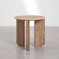 Table de chevet ronde Vandana Arion Vesta Ø50 cm en pierre naturelle et bois de manguier Lavinia