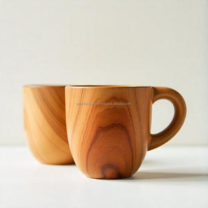 Taza de madera hecha a mano respetuosa con el medio ambiente duradera Apto para lavavajillas para café té cerveza agua logotipo personalizado disponible rústico Natural - Product Image 3