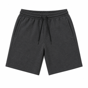 Pantalones Cortos Bermuda de Algodón de Color Sólido para Hombre, Cintura con Cordón, Estilo Casual, Talle Medio, Tejido de Punto, Bolsillos - Product Image 1