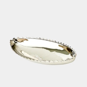 Plateau ovale en aluminium avec bord festonné, design moderne, vase de table fait main - Écologique et de haute qualité - Product Image 2