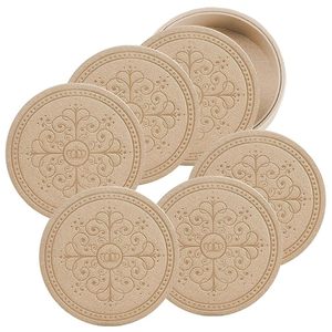 <b>Set</b> of 6 PU Leather Drink <b>Coasters</b> with Holder Heat Resistant Table Protection for Coffee Tea Wine Home Office - Product Image 6