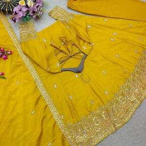 Pink Embroidered Anarkali Suit Set <b>Sequin</b> Work Dupatta Printed <b>Pant</b> Set for Wedding Party Women - Product Image 5