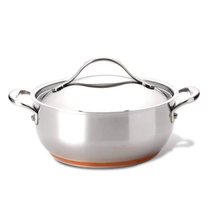 Casserole en fonte émaillée bleue 24 cm avec couvercle, poignées en acier inoxydable, design moderne durable, compatible avec toutes les cuisinières - Product Image 5
