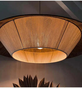 Wholesale Handwoven Bamboo Rattan Pendant <b>Light</b> Rustic Basket-Style Ceiling Lamp for Living Room and Restaurant Decor OEM ODM - Product Image 4